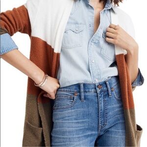 MADEWELL Kent Colorblock Cardigan Sweater in Coziest Yarn, Size XS, Preloved